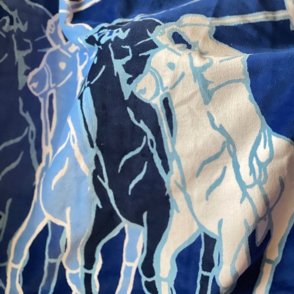RALPH LAUREN Beach Towel 35x66 Blue Multi POLO PONY French Terry NEW $118 - Picture 4 of 6